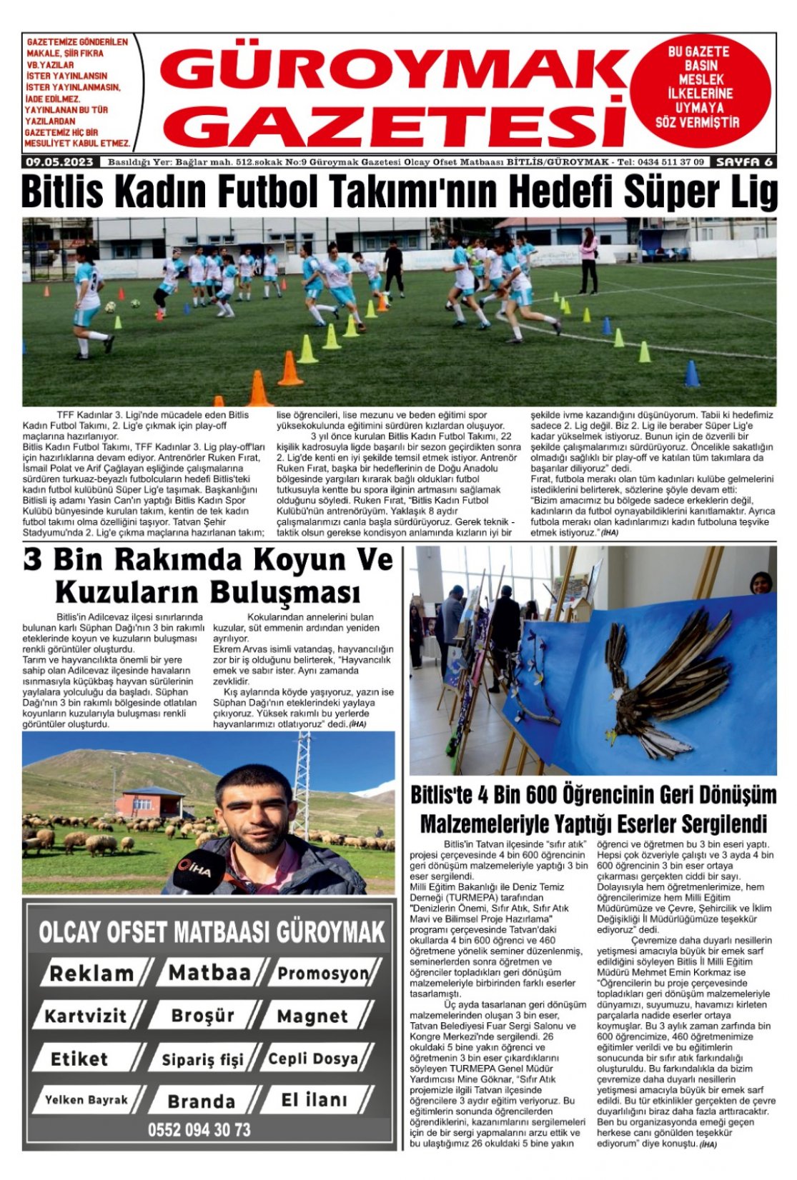 Güroymak Gazetesi  Sayılı Gazete Küpürü