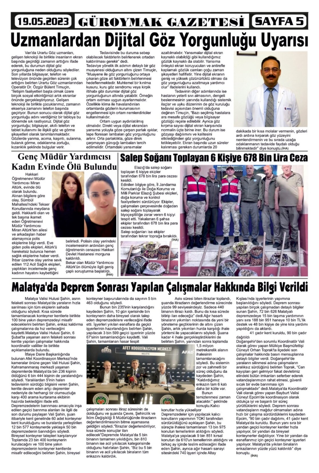 Güroymak Gazetesi  Sayılı Gazete Küpürü