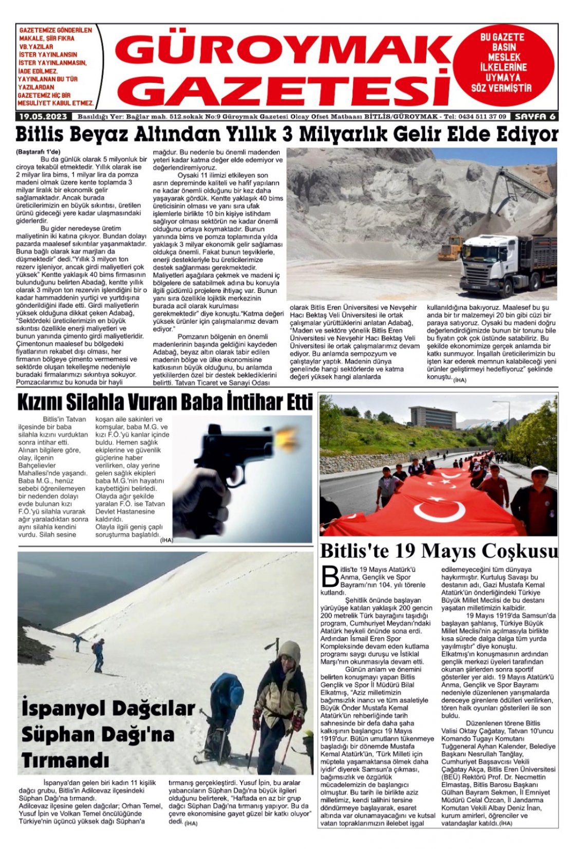 Güroymak Gazetesi  Sayılı Gazete Küpürü