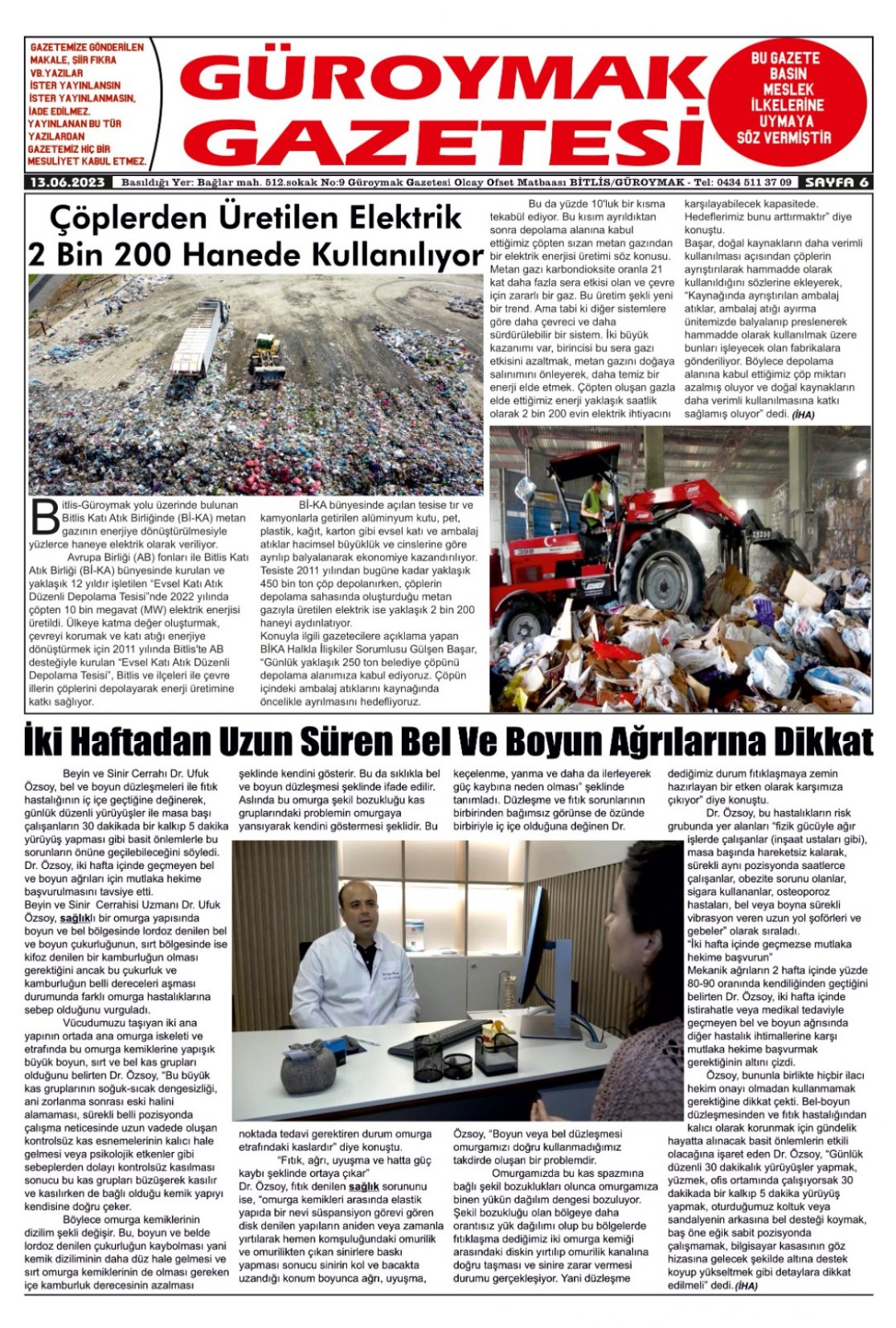 Güroymak Gazetesi  Sayılı Gazete Küpürü