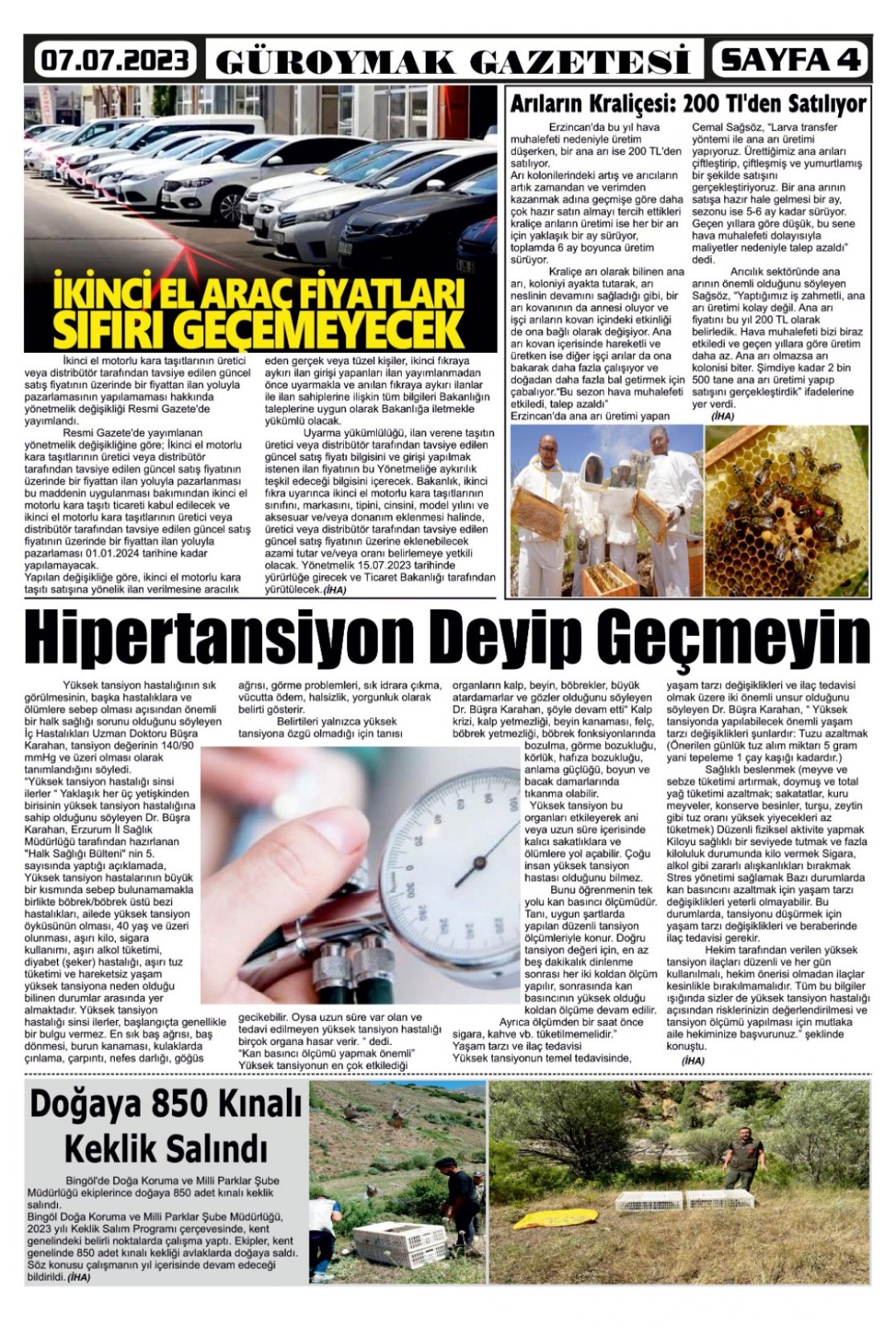 Güroymak Gazetesi  Sayılı Gazete Küpürü