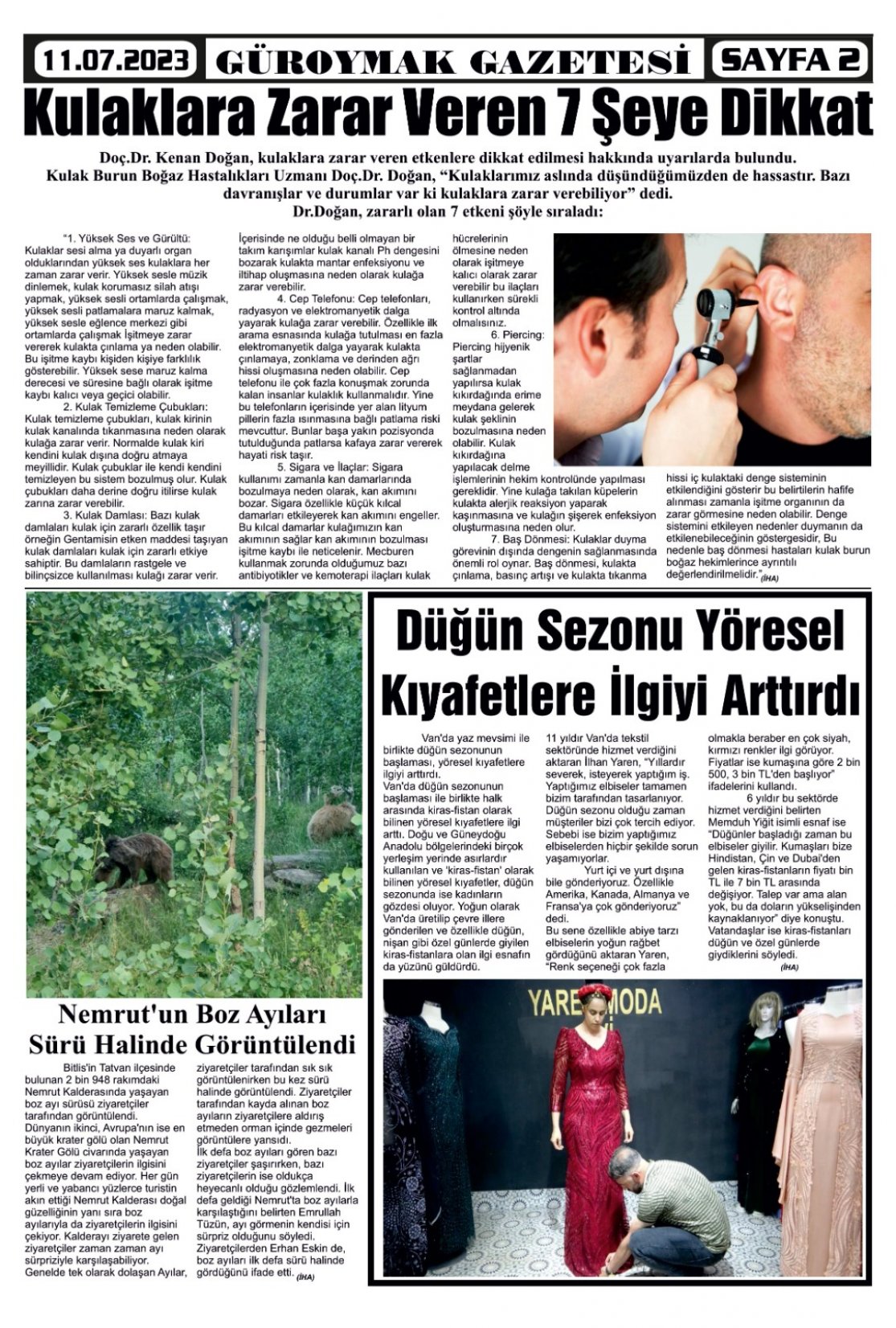 Güroymak Gazetesi  Sayılı Gazete Küpürü