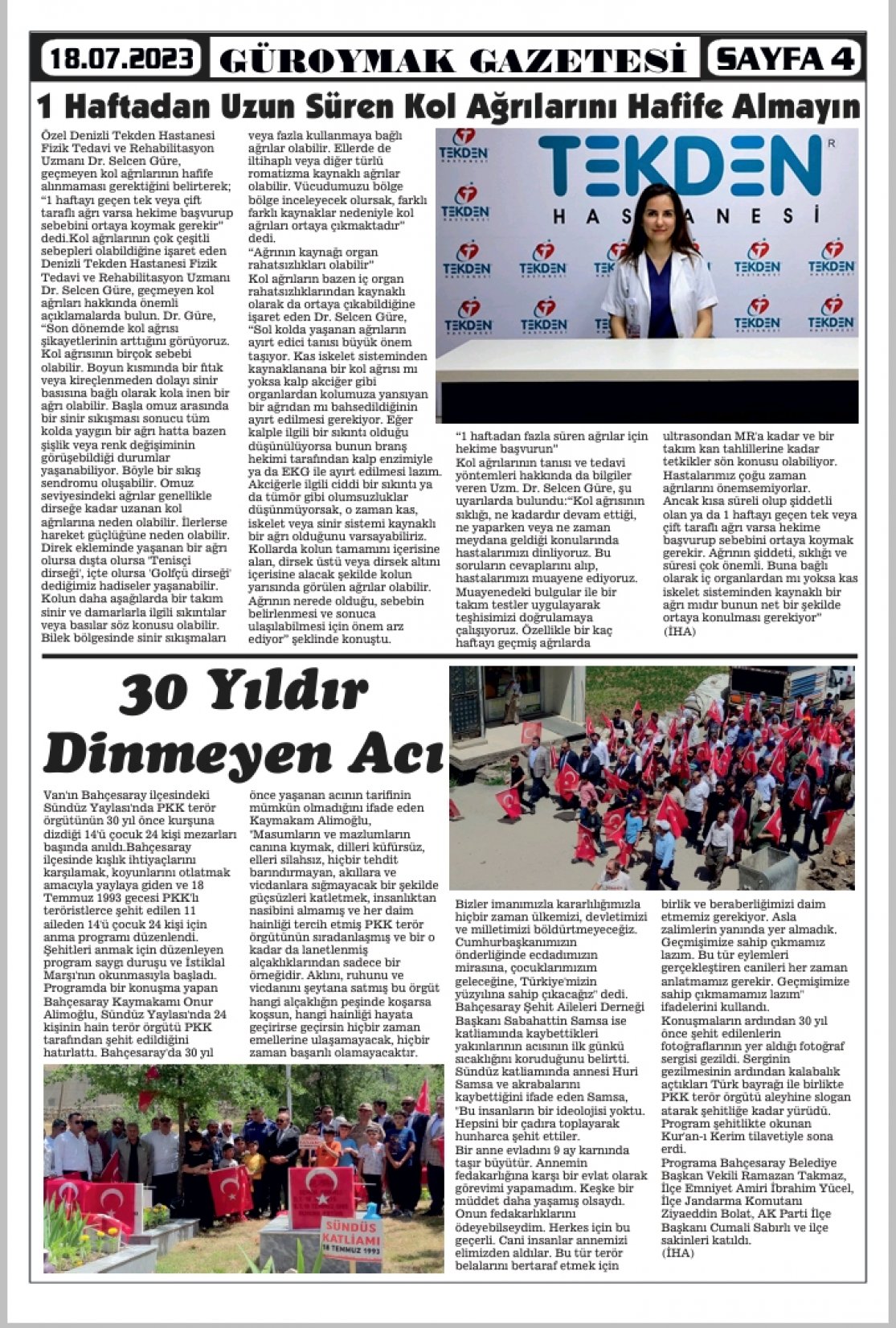 Güroymak Gazetesi  Sayılı Gazete Küpürü