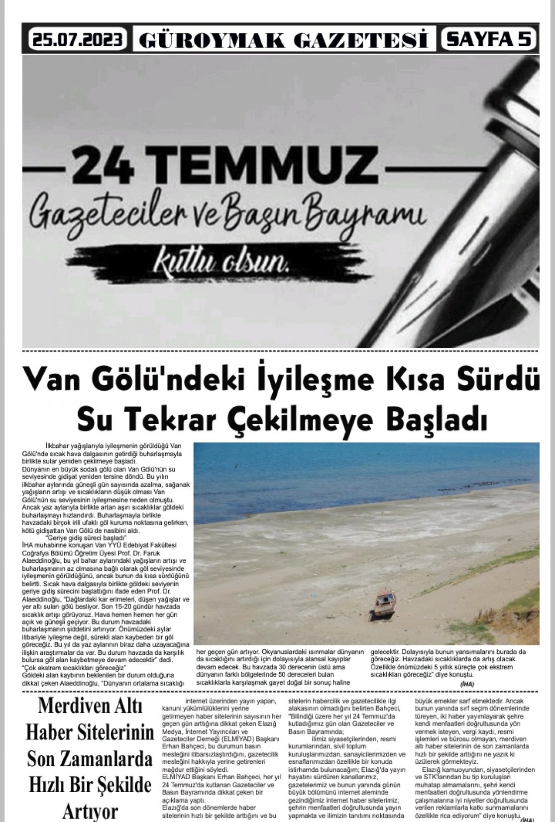 Güroymak Gazetesi  Sayılı Gazete Küpürü