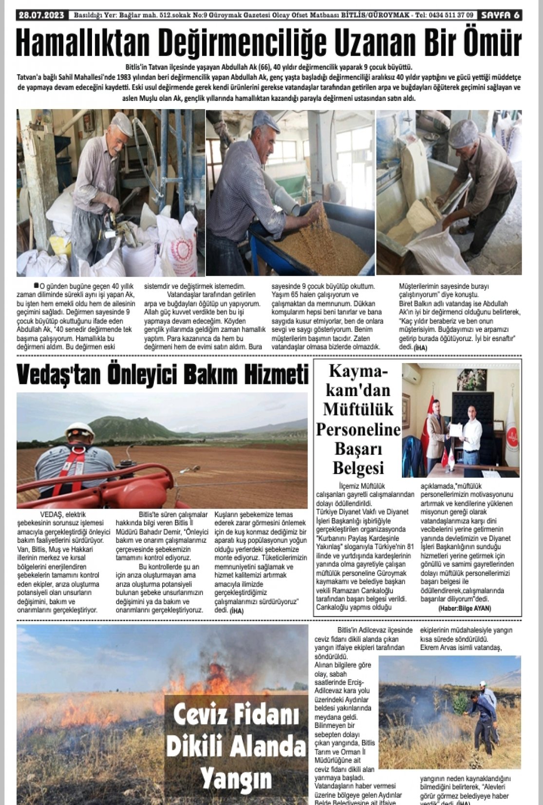 Güroymak Gazetesi  Sayılı Gazete Küpürü