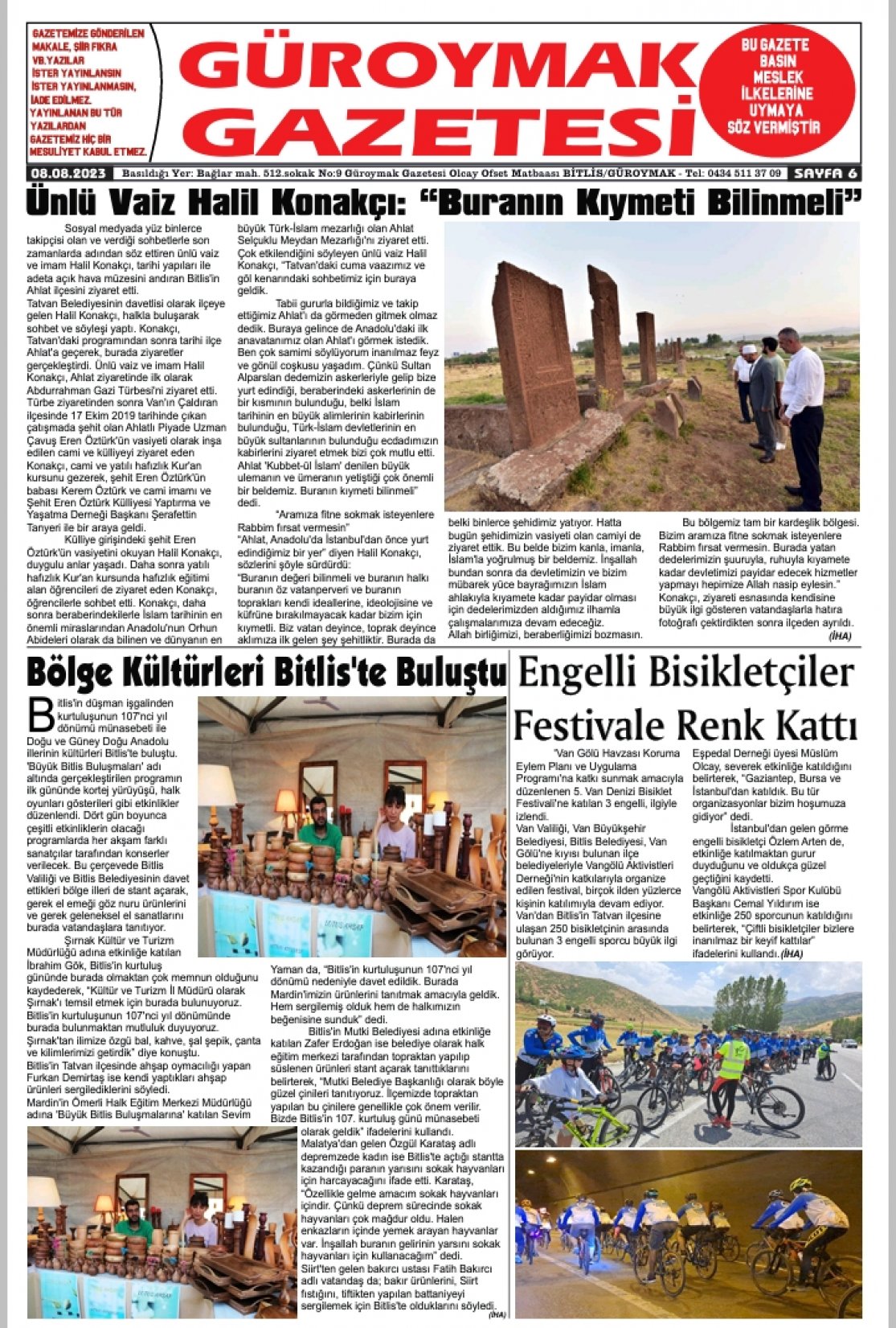 Güroymak Gazetesi  Sayılı Gazete Küpürü