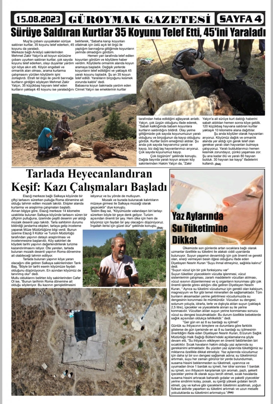 Güroymak Gazetesi  Sayılı Gazete Küpürü