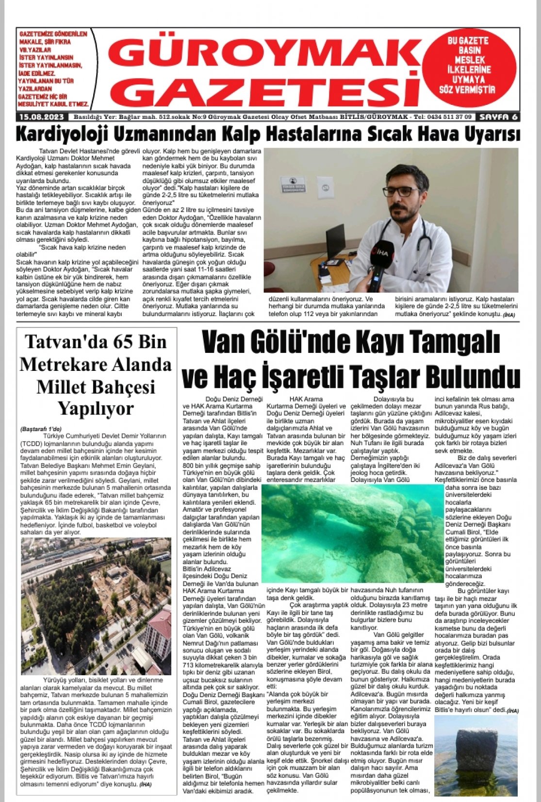 Güroymak Gazetesi  Sayılı Gazete Küpürü