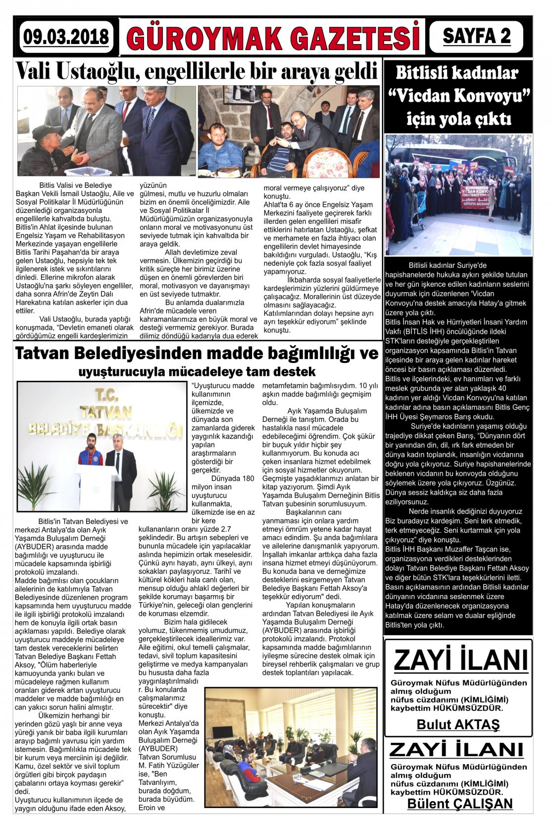 Güroymak Gazetesi  Sayılı Gazete Küpürü