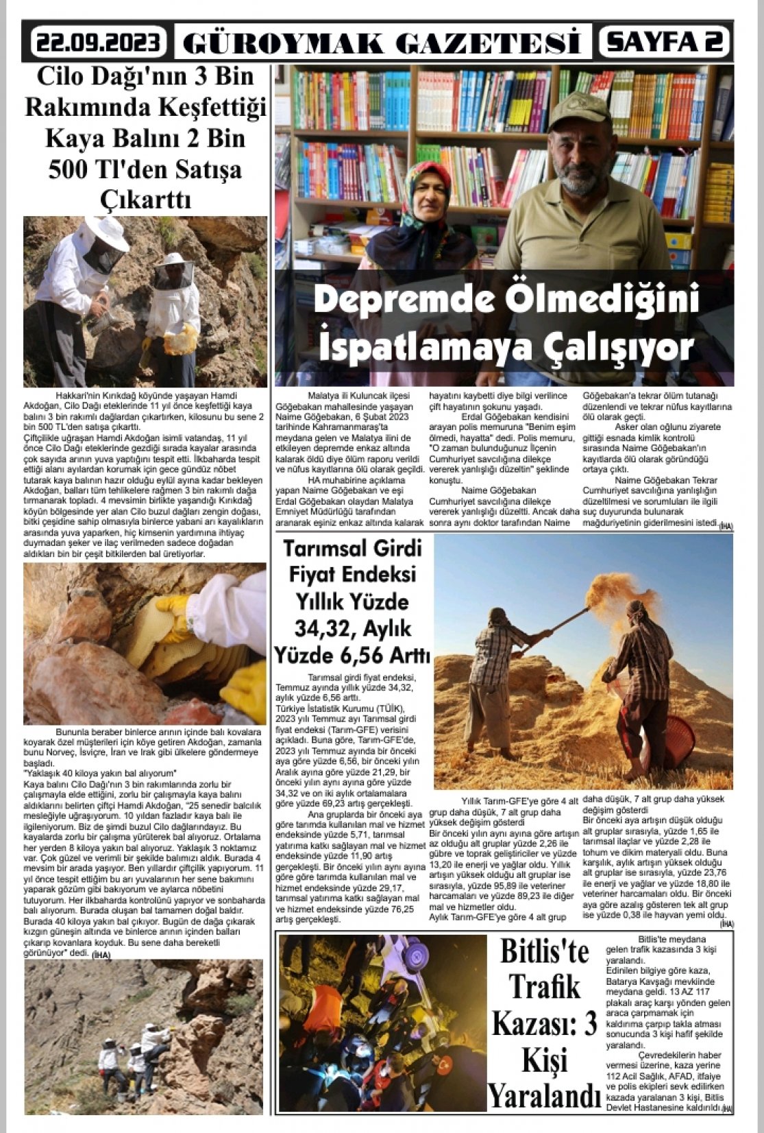 Güroymak Gazetesi  Sayılı Gazete Küpürü