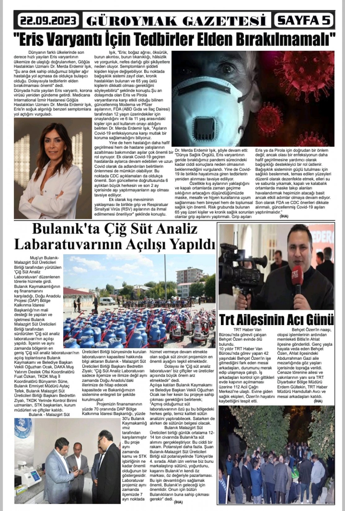 Güroymak Gazetesi  Sayılı Gazete Küpürü