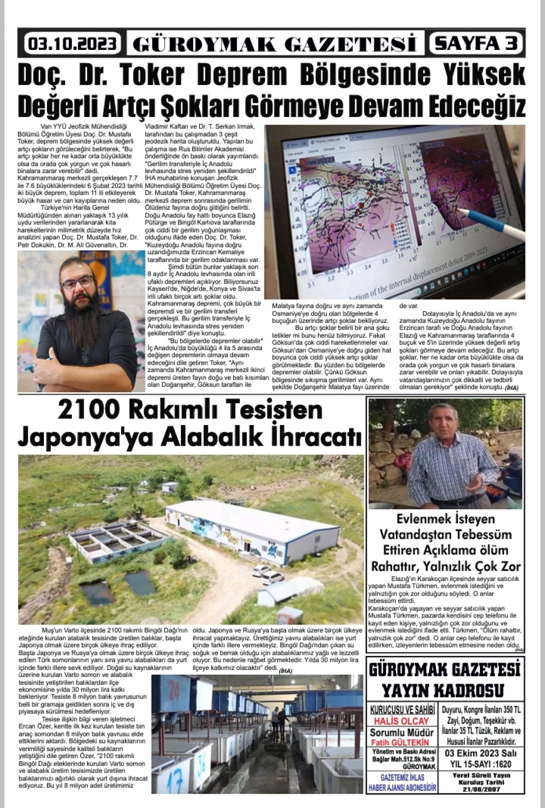 Güroymak Gazetesi  Sayılı Gazete Küpürü