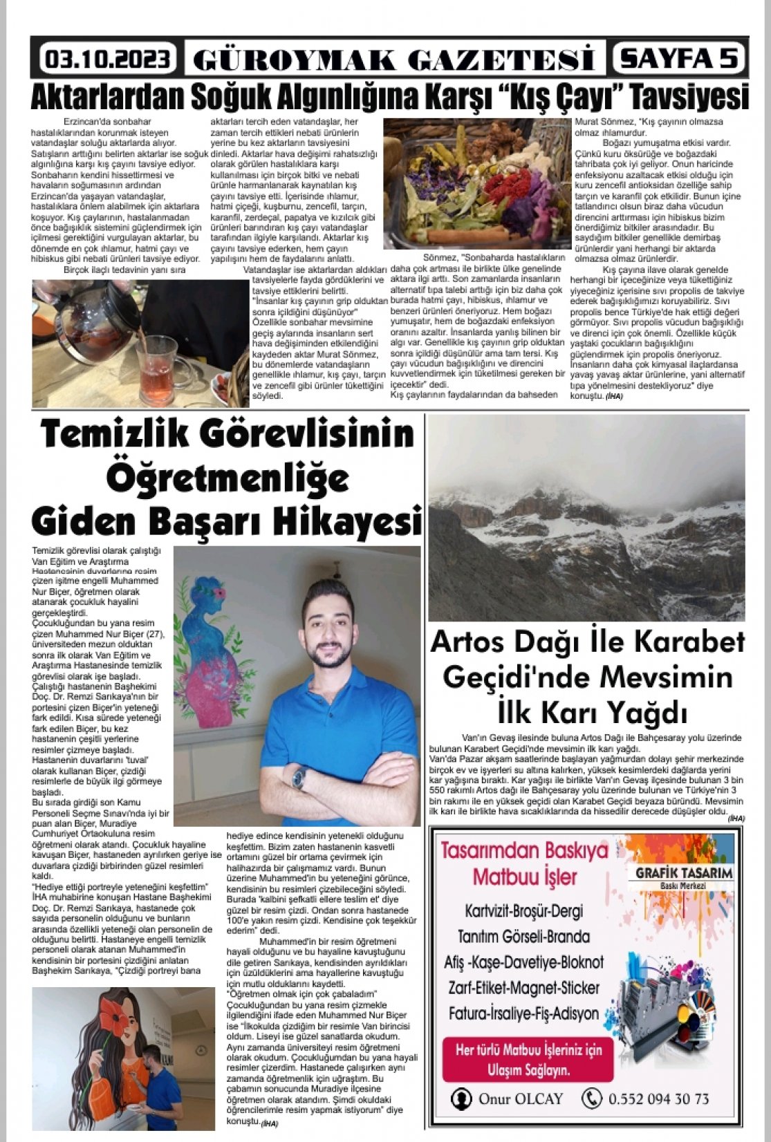 Güroymak Gazetesi  Sayılı Gazete Küpürü