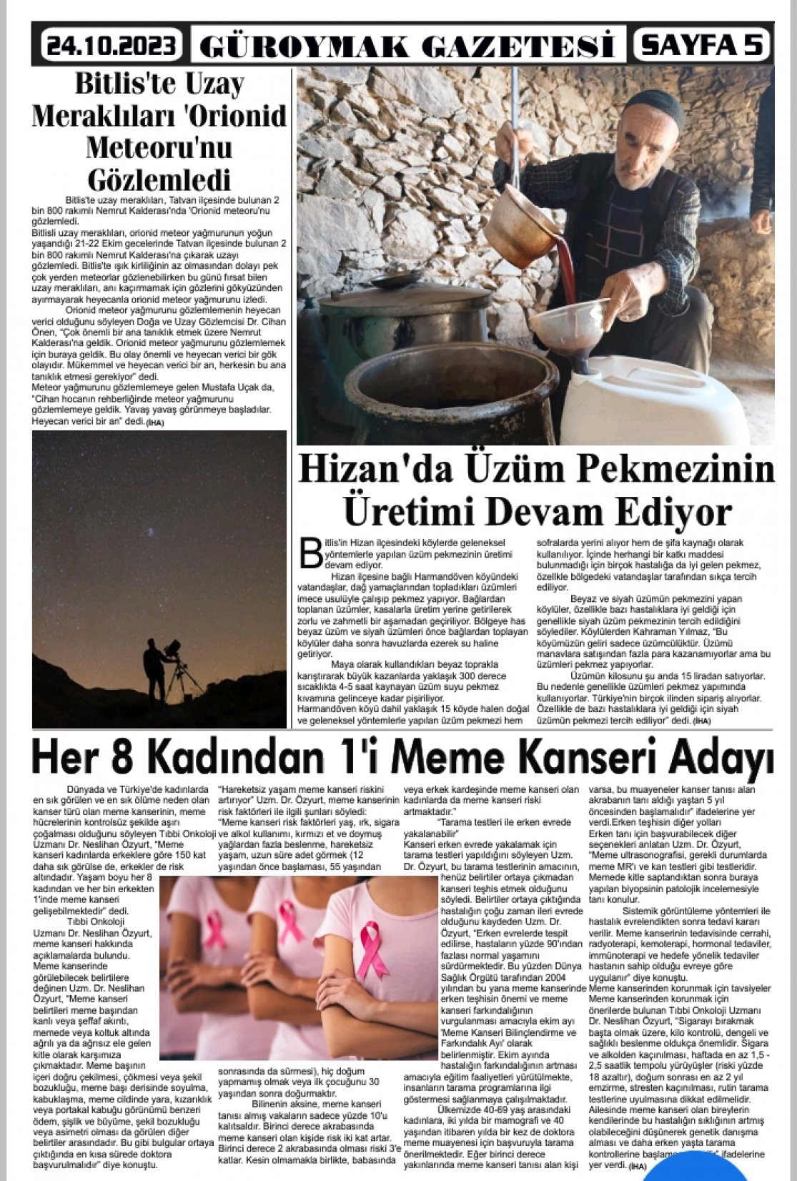 Güroymak Gazetesi  Sayılı Gazete Küpürü