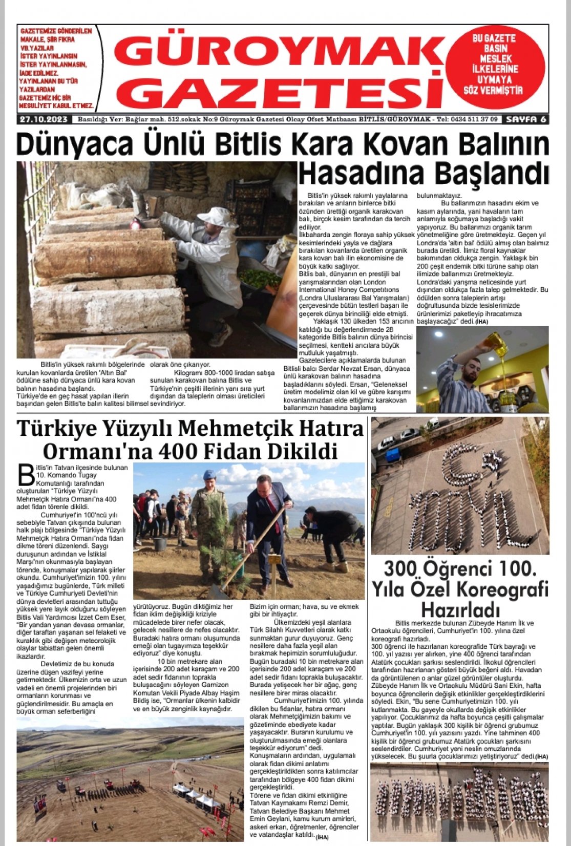 Güroymak Gazetesi  Sayılı Gazete Küpürü