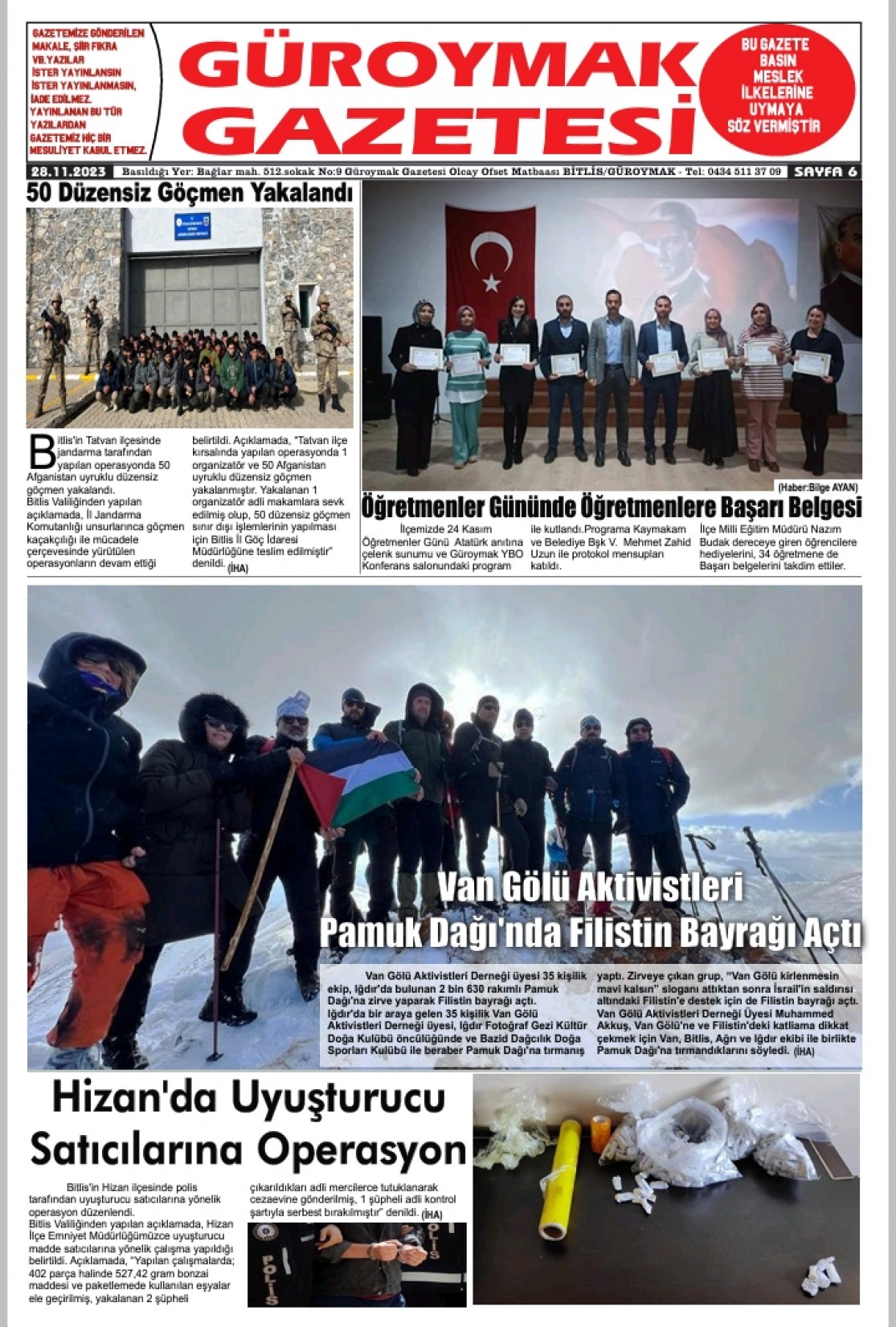 Güroymak Gazetesi  Sayılı Gazete Küpürü