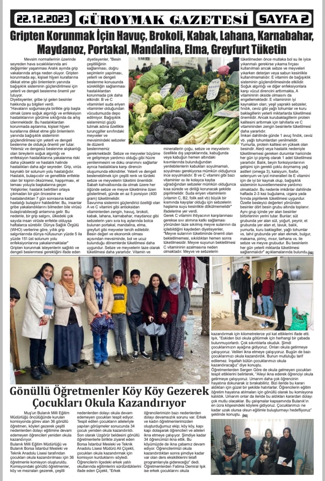 Güroymak Gazetesi  Sayılı Gazete Küpürü