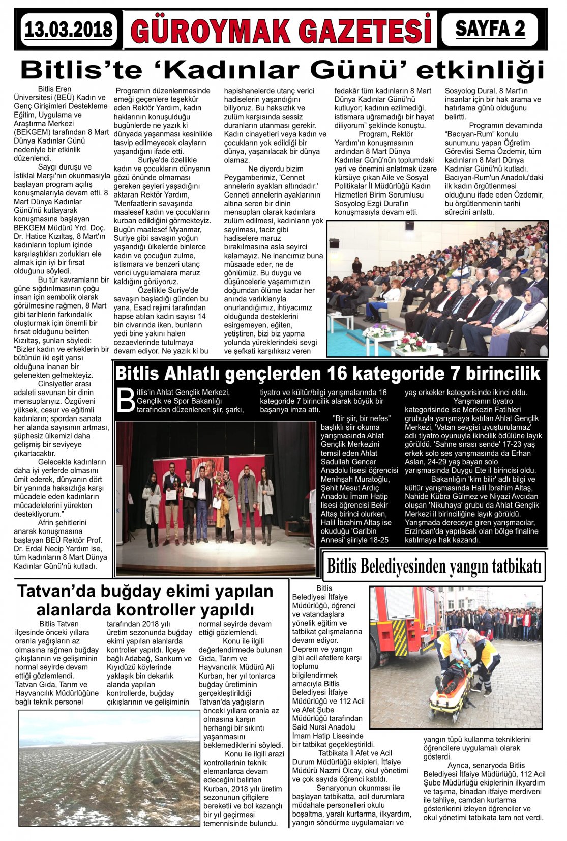 Güroymak Gazetesi  Sayılı Gazete Küpürü