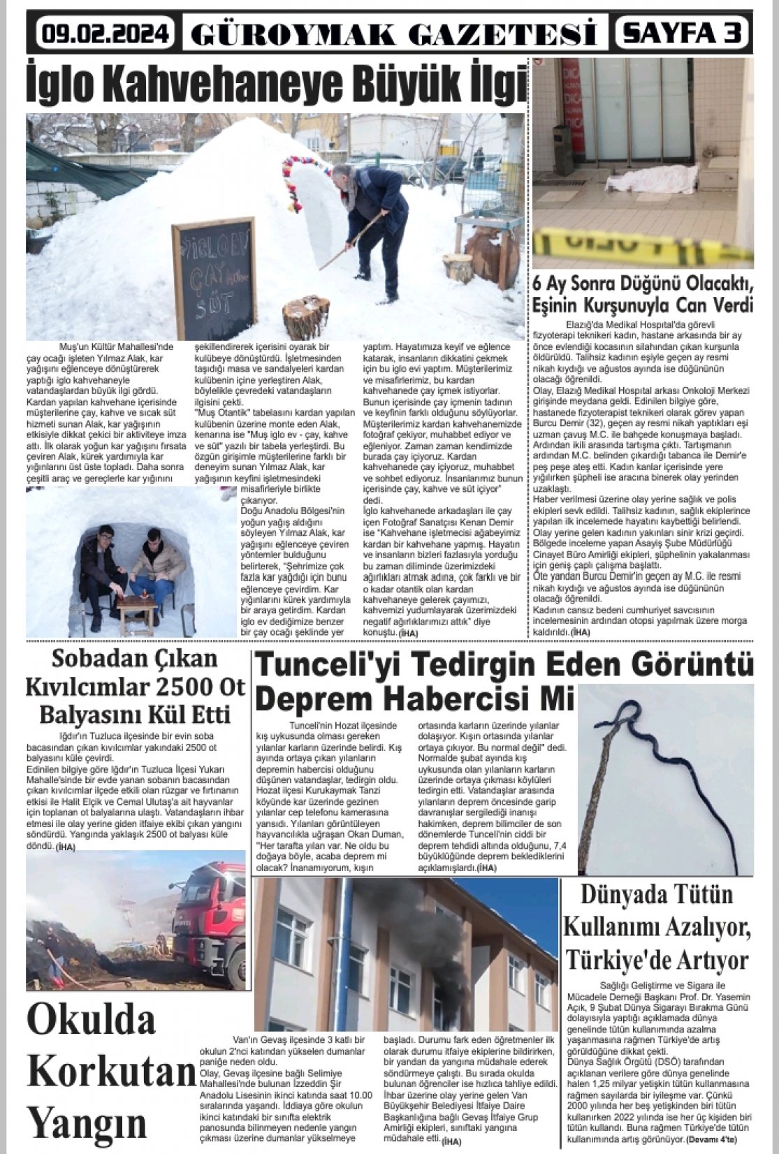 Güroymak Gazetesi  Sayılı Gazete Küpürü