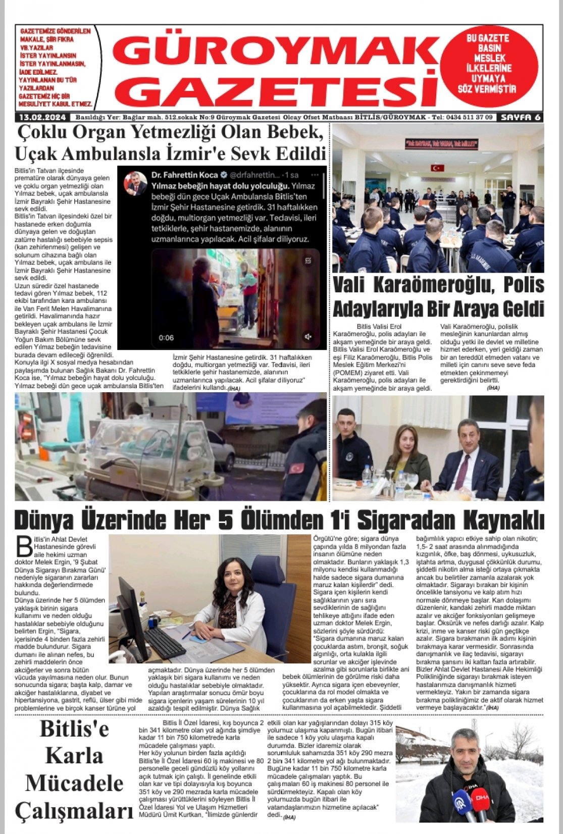 Güroymak Gazetesi  Sayılı Gazete Küpürü