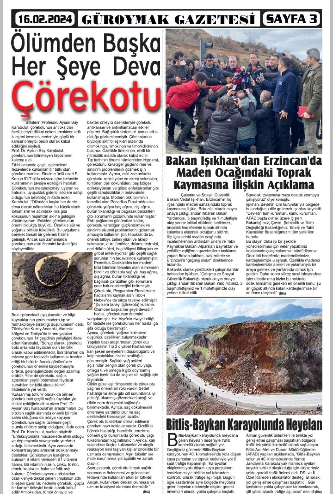 Güroymak Gazetesi  Sayılı Gazete Küpürü