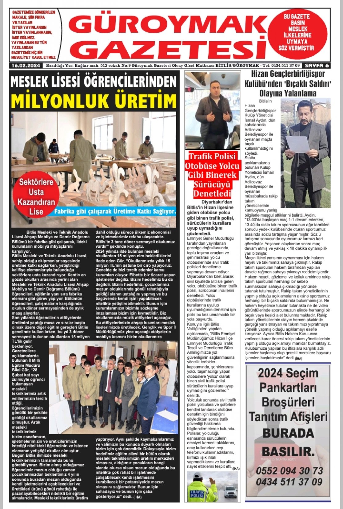 Güroymak Gazetesi  Sayılı Gazete Küpürü