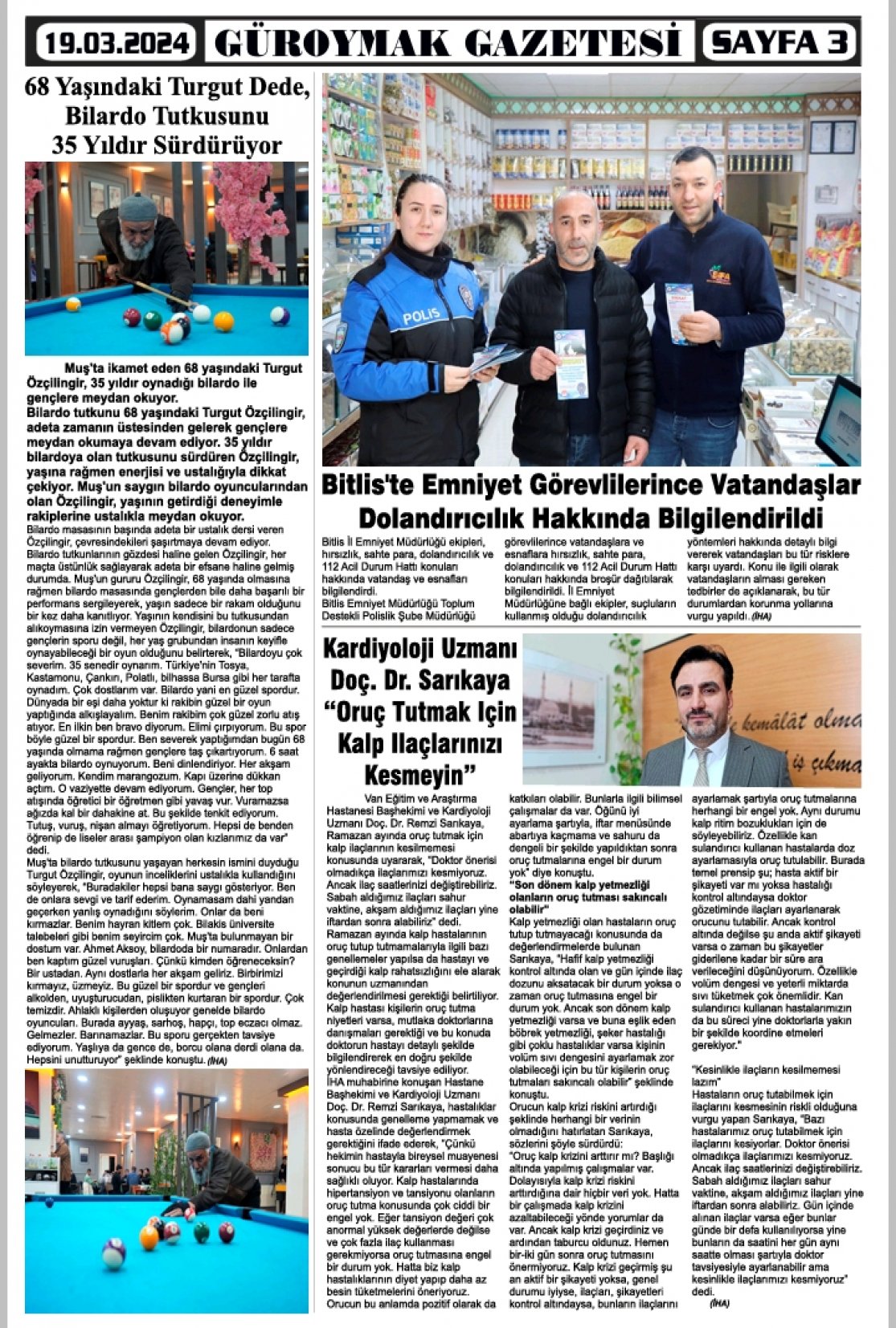 Güroymak Gazetesi  Sayılı Gazete Küpürü