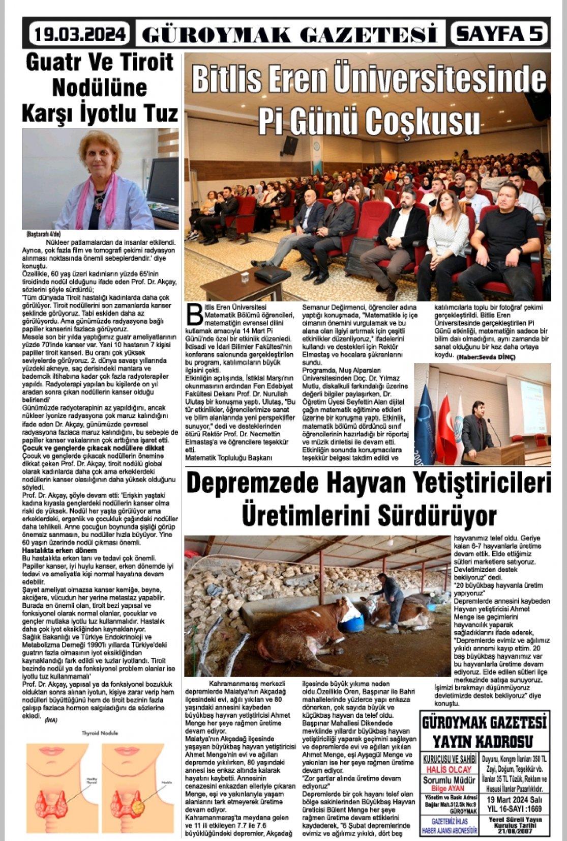 Güroymak Gazetesi  Sayılı Gazete Küpürü