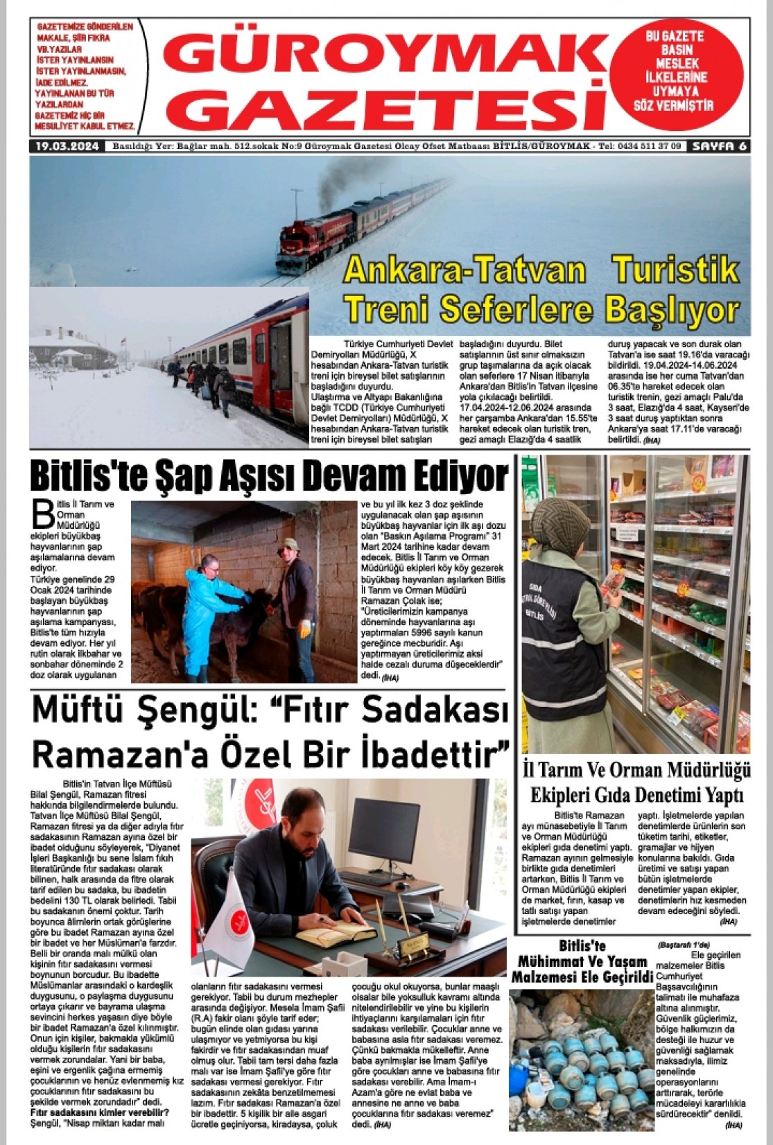 Güroymak Gazetesi  Sayılı Gazete Küpürü