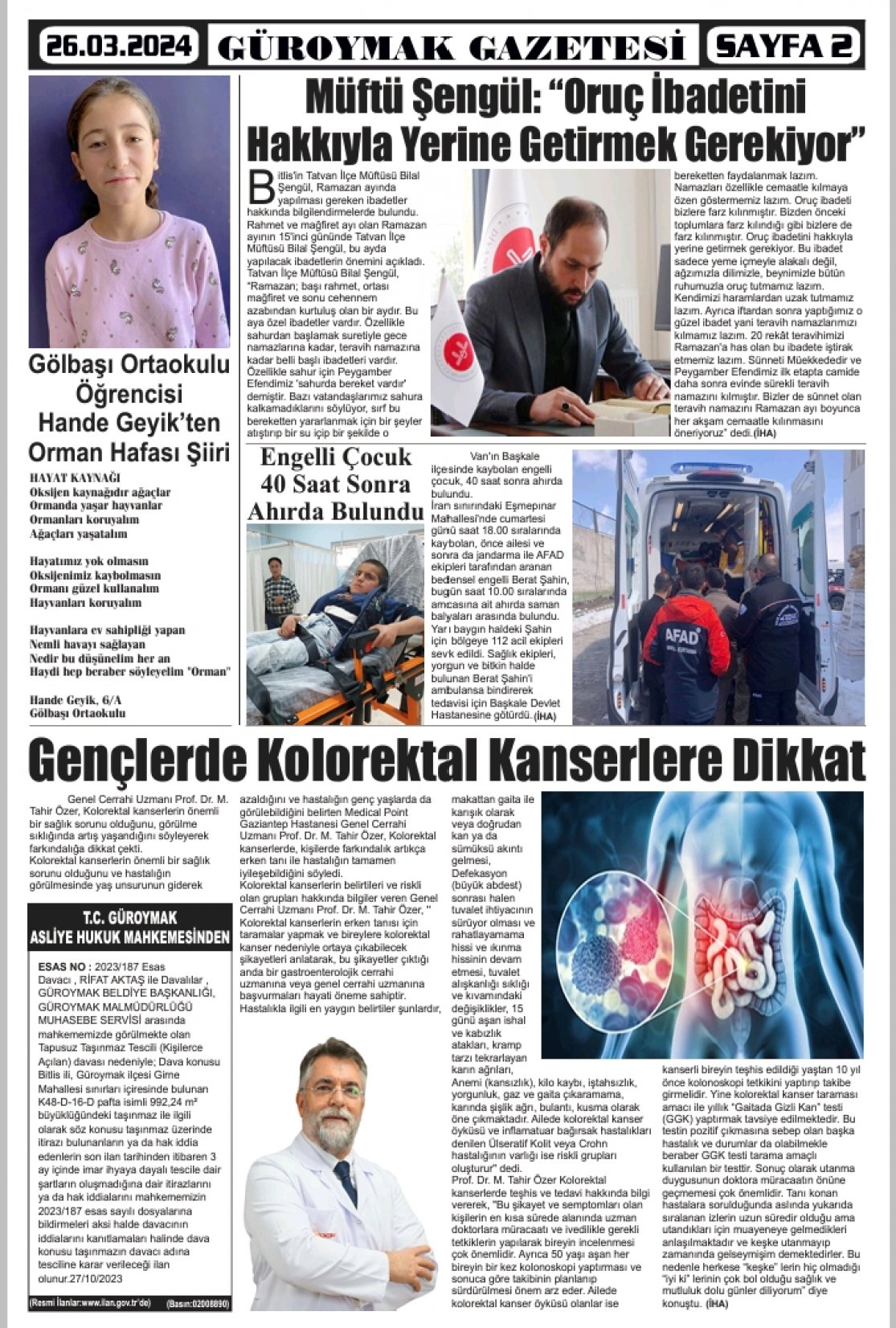 Güroymak Gazetesi  Sayılı Gazete Küpürü