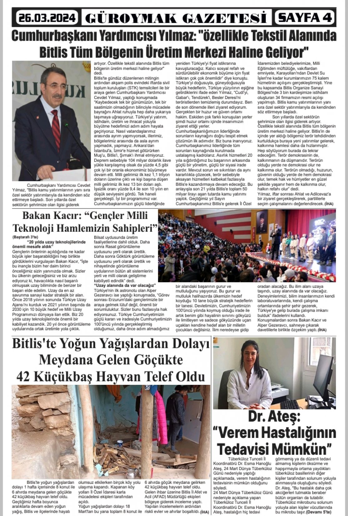 Güroymak Gazetesi  Sayılı Gazete Küpürü