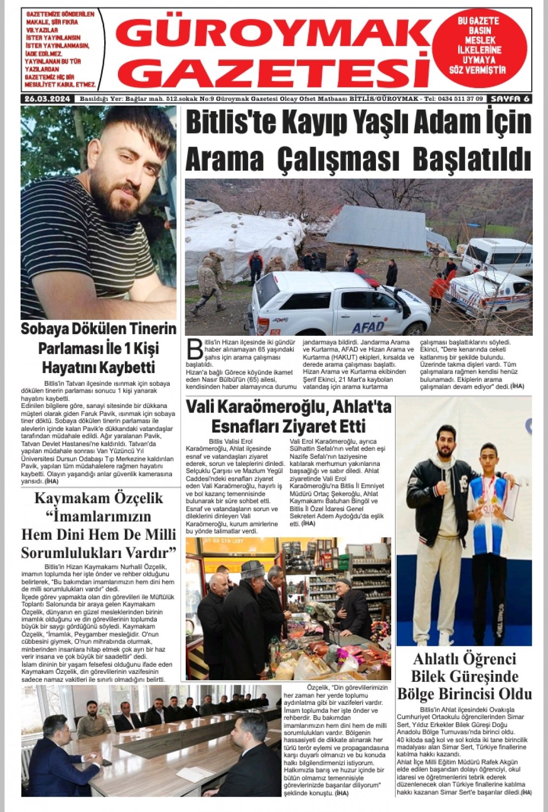 Güroymak Gazetesi  Sayılı Gazete Küpürü