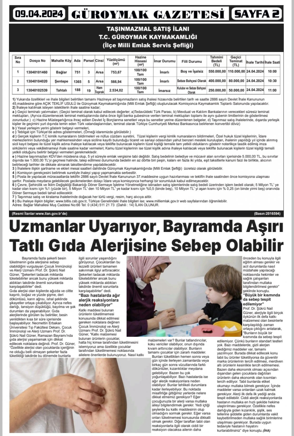 Güroymak Gazetesi  Sayılı Gazete Küpürü