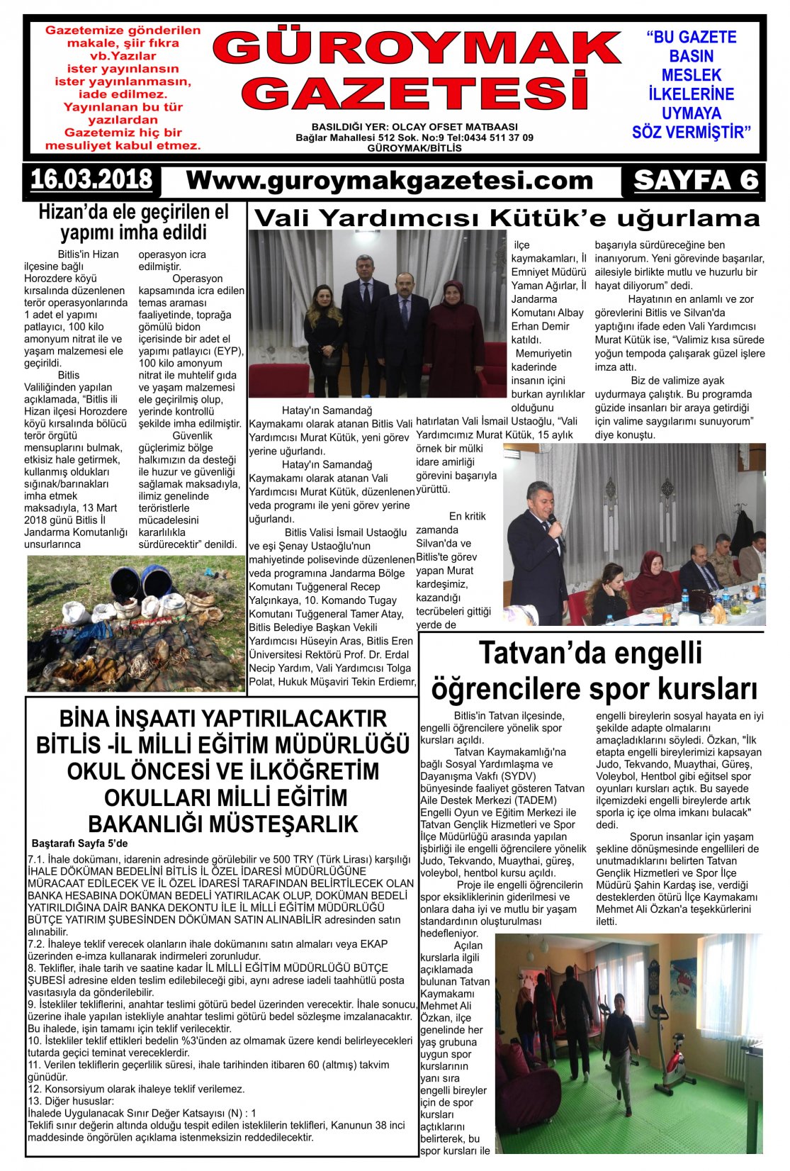 Güroymak Gazetesi  Sayılı Gazete Küpürü