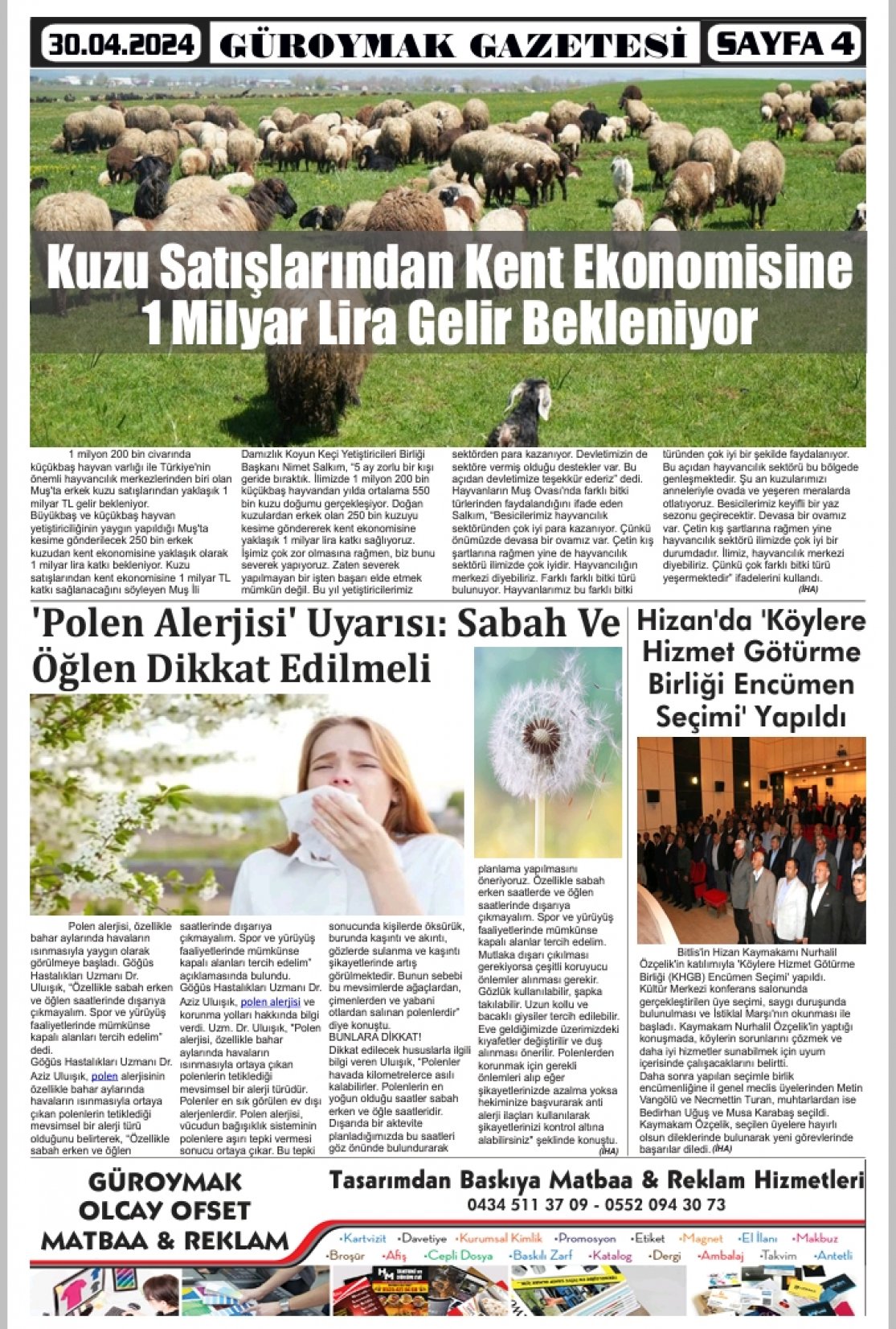 Güroymak Gazetesi  Sayılı Gazete Küpürü