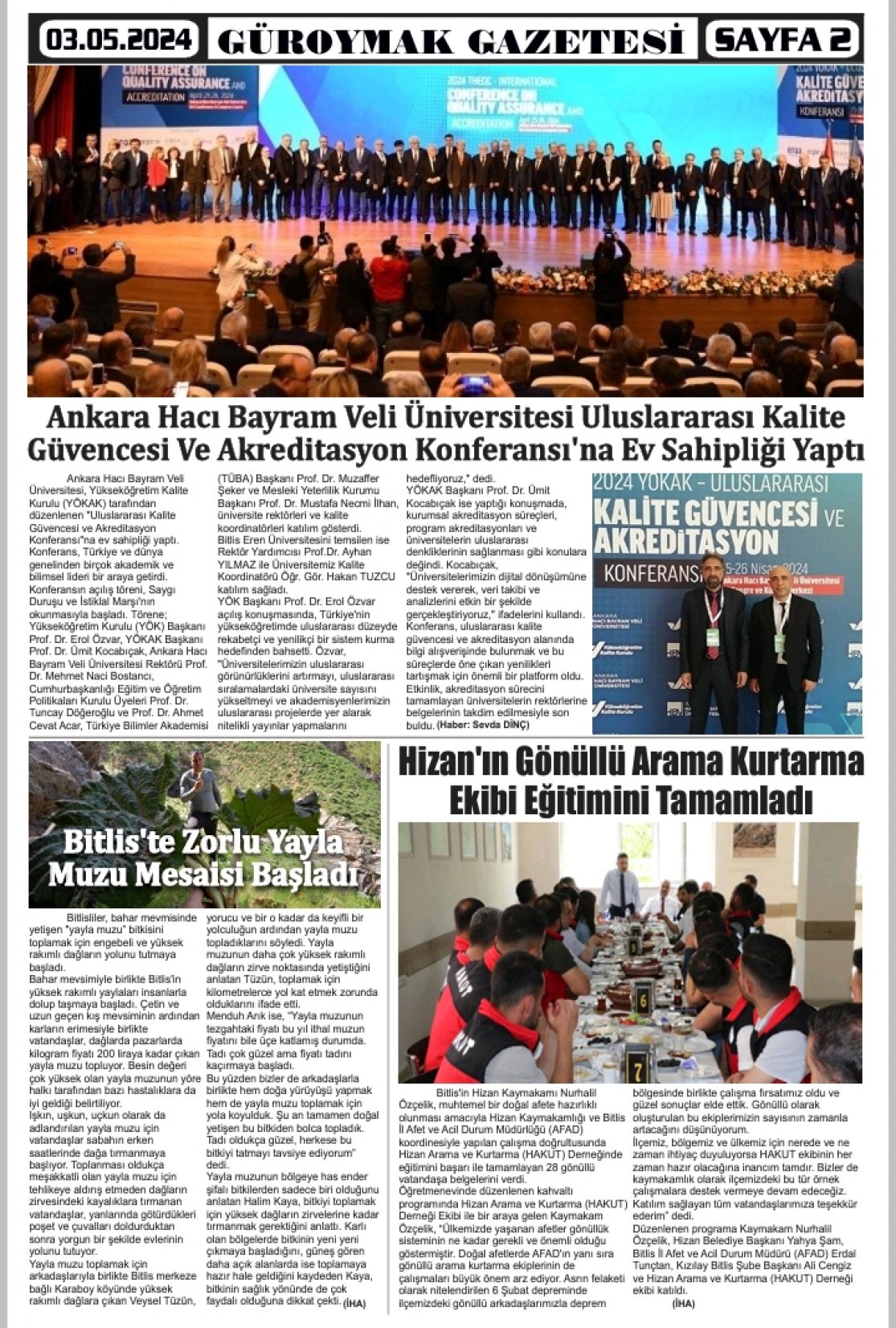 Güroymak Gazetesi  Sayılı Gazete Küpürü