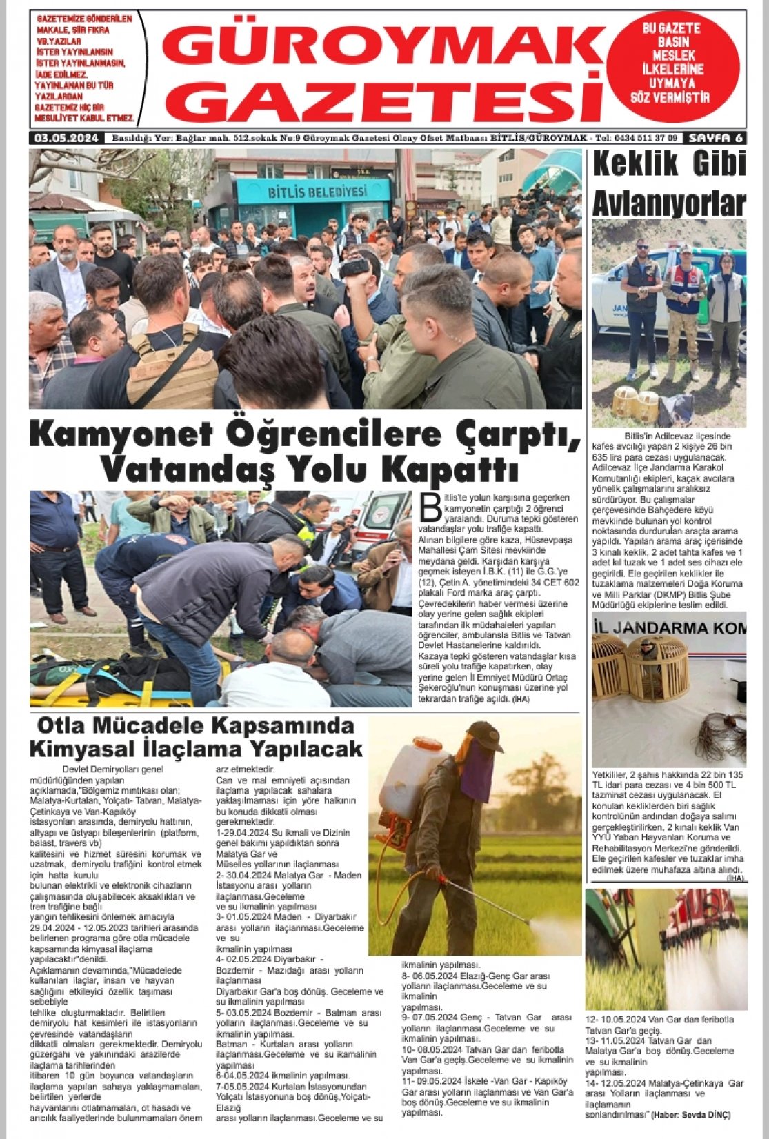 Güroymak Gazetesi  Sayılı Gazete Küpürü