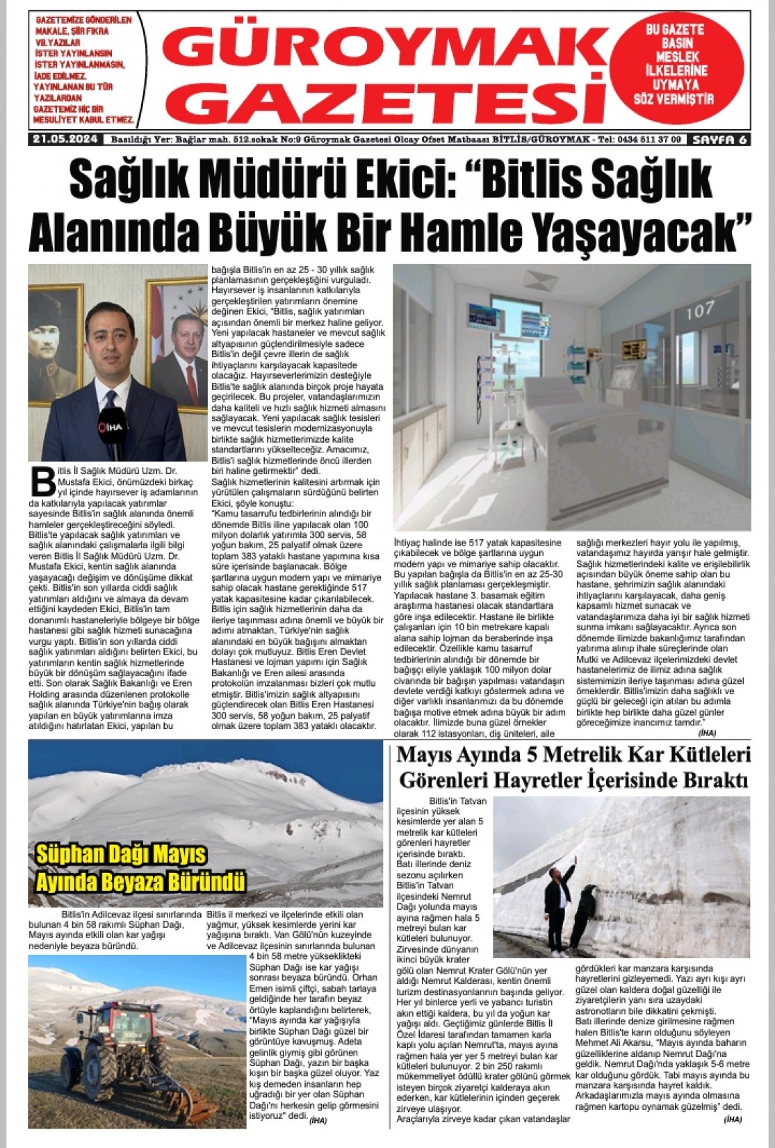 Güroymak Gazetesi  Sayılı Gazete Küpürü