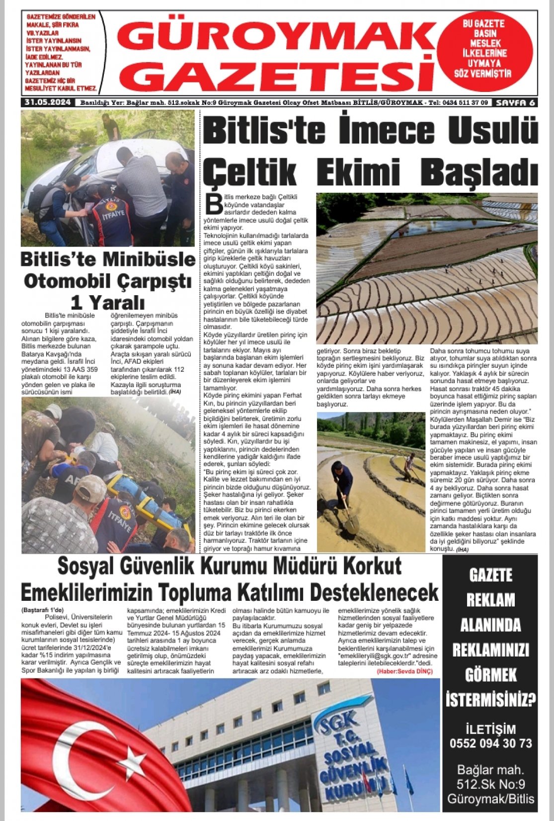 Güroymak Gazetesi  Sayılı Gazete Küpürü