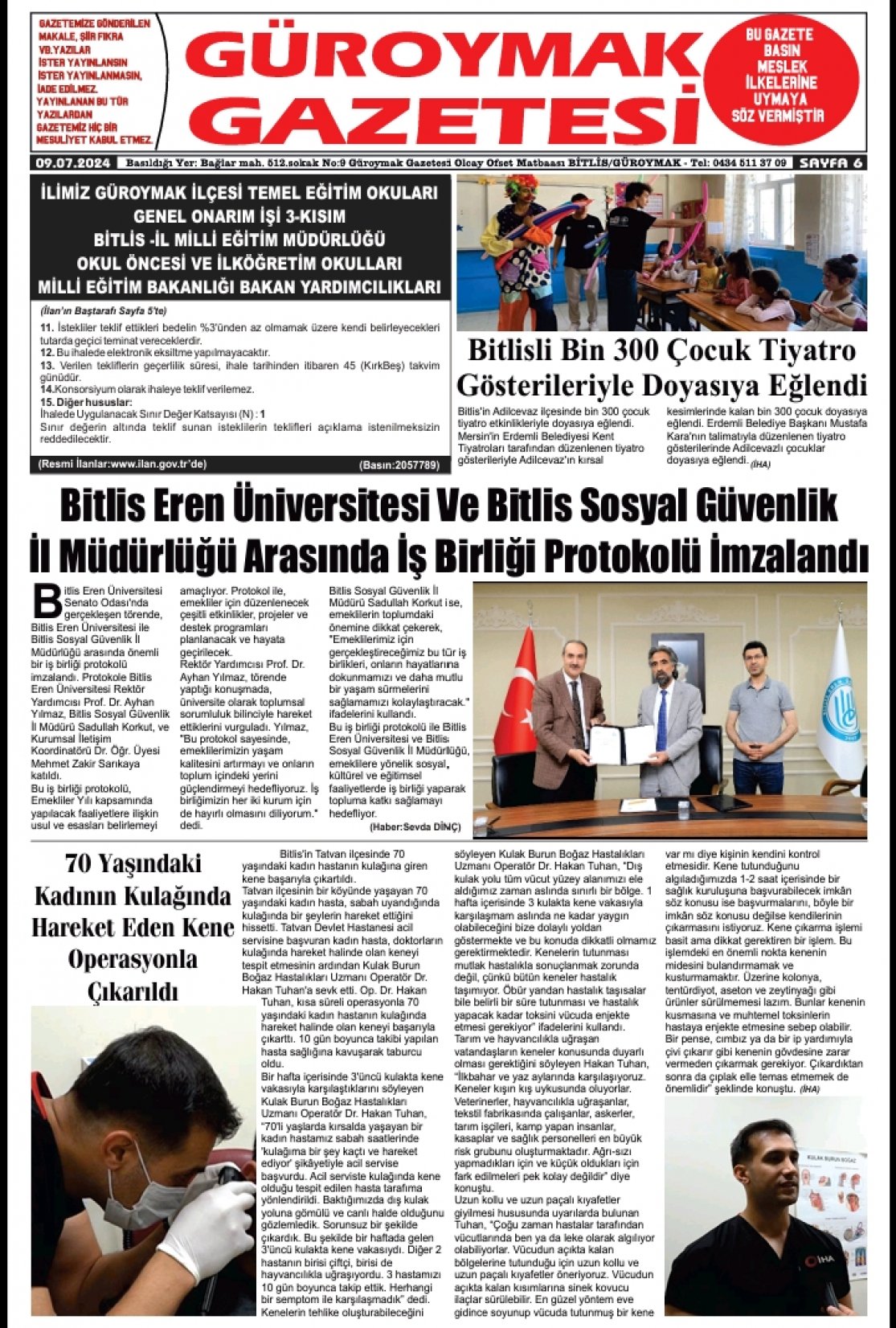 Güroymak Gazetesi  Sayılı Gazete Küpürü