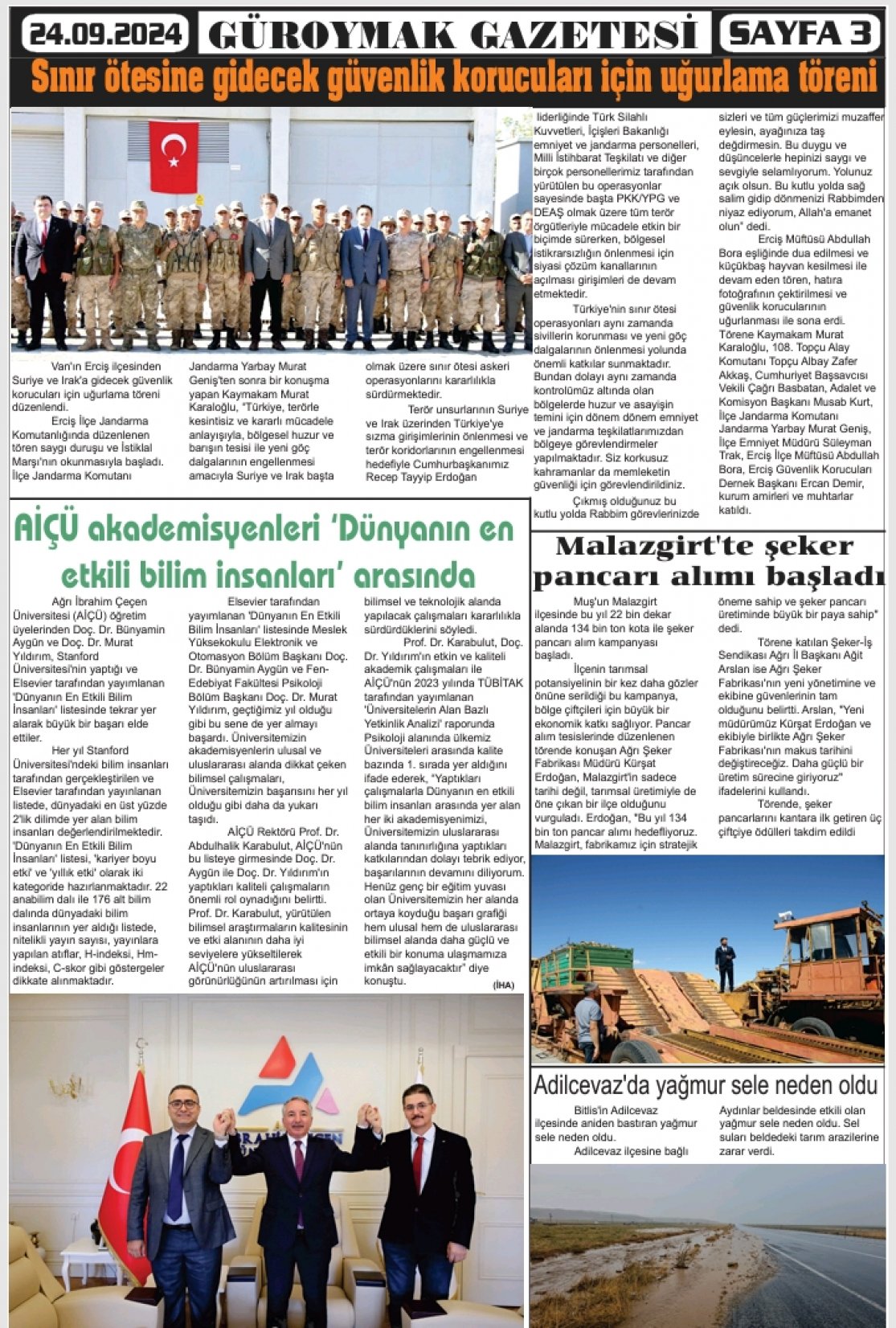 Güroymak Gazetesi  Sayılı Gazete Küpürü