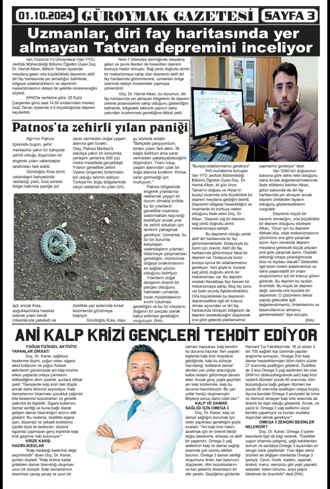 Güroymak Gazetesi  Sayılı Gazete Küpürü