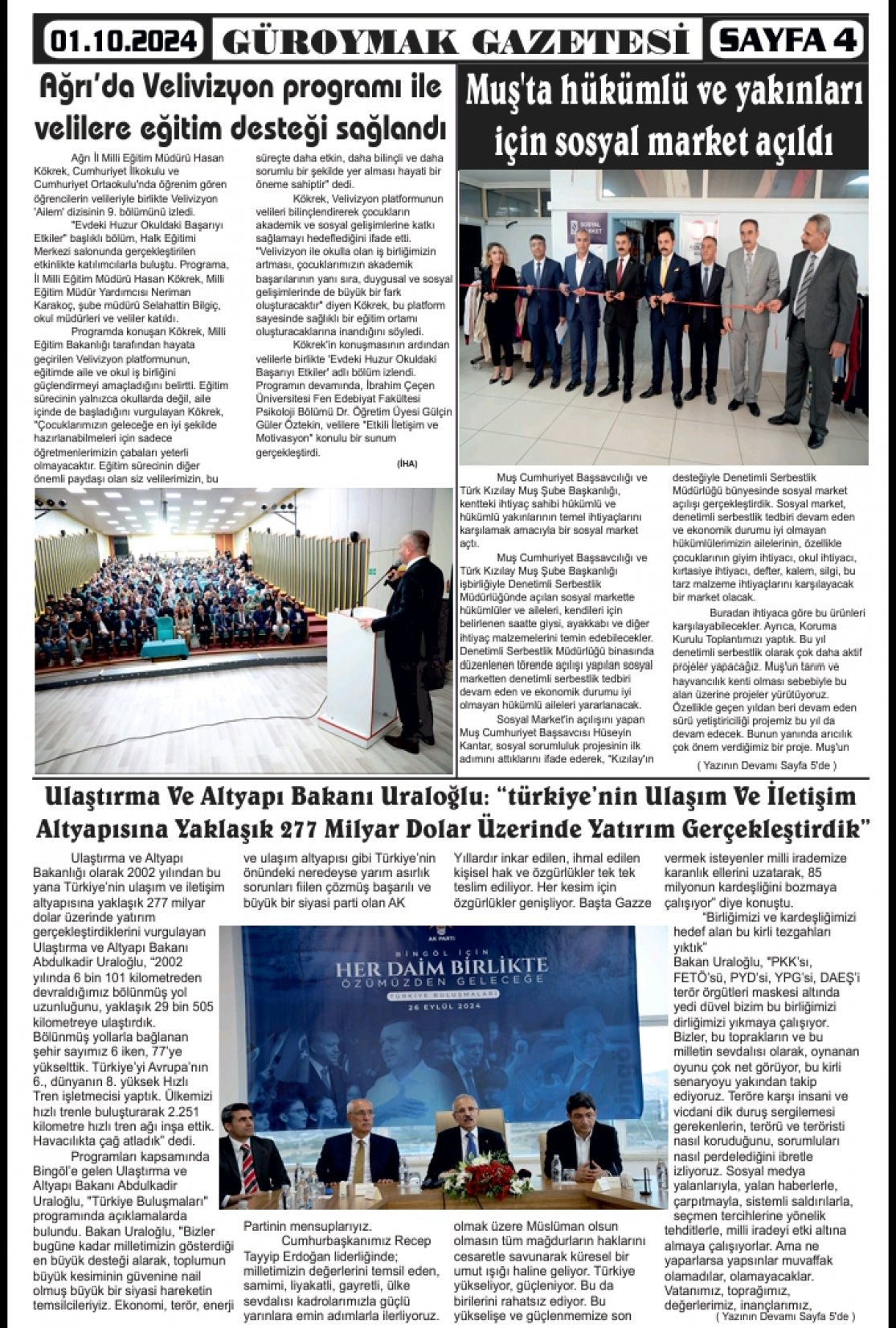 Güroymak Gazetesi  Sayılı Gazete Küpürü