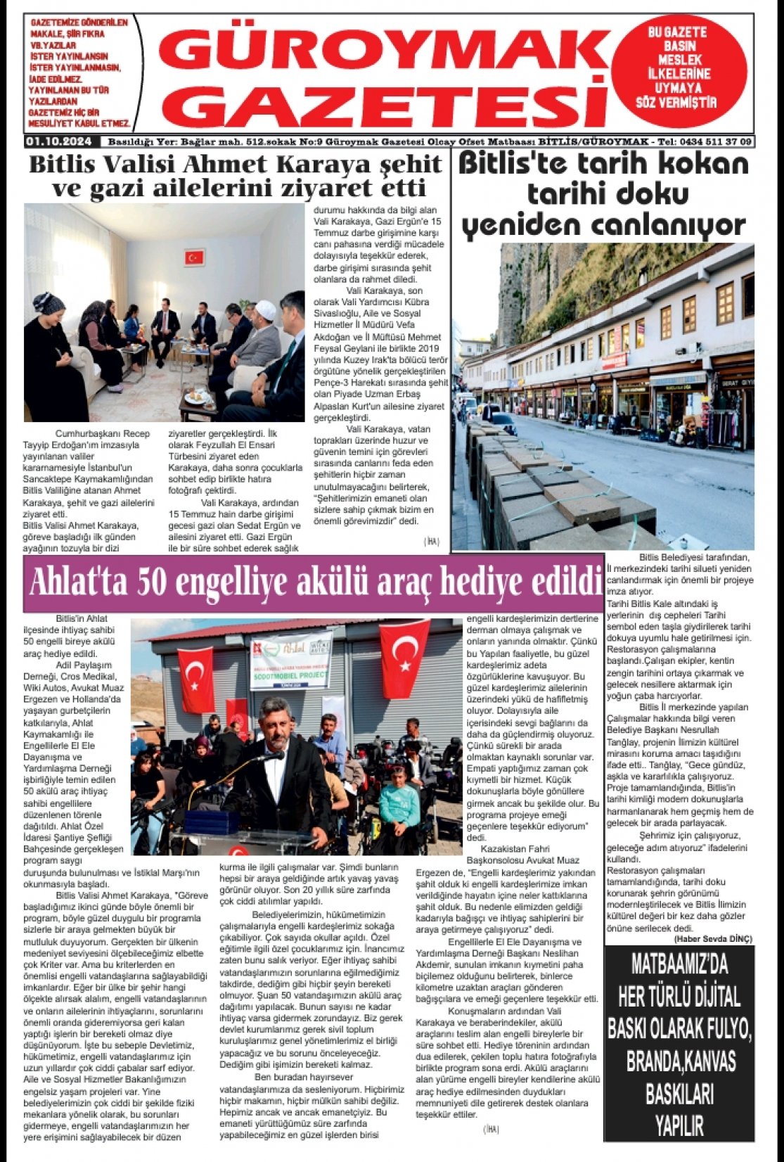 Güroymak Gazetesi  Sayılı Gazete Küpürü