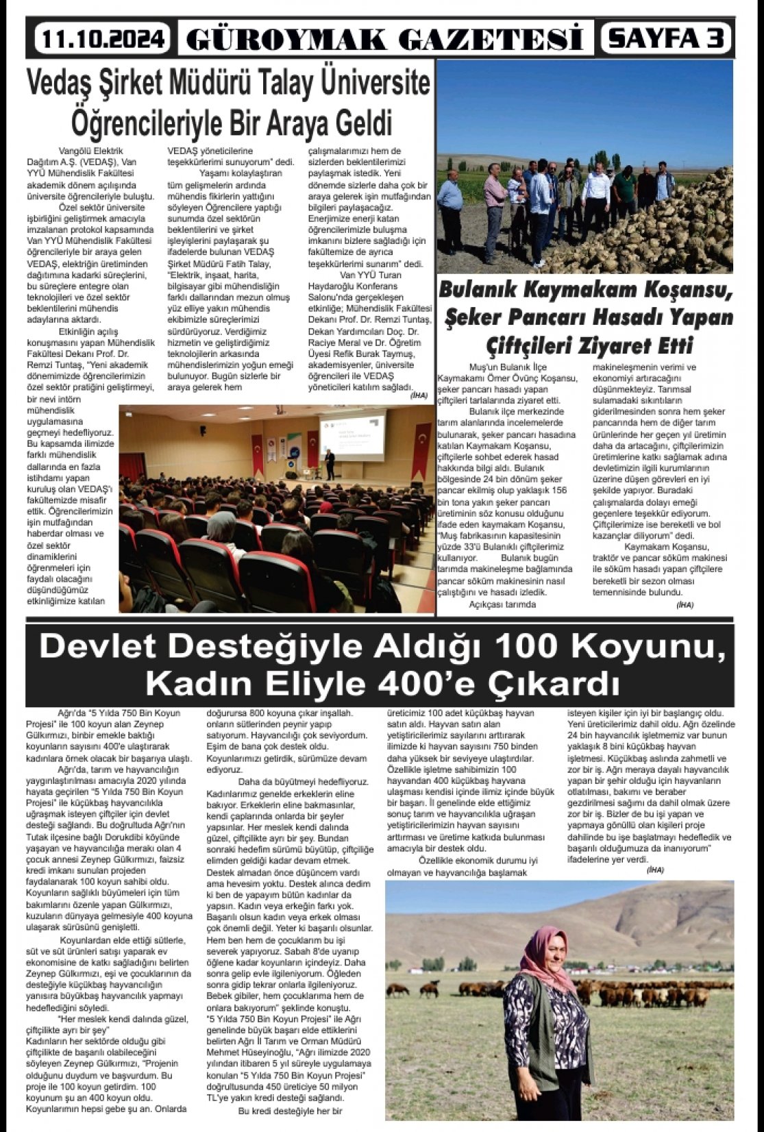 Güroymak Gazetesi  Sayılı Gazete Küpürü