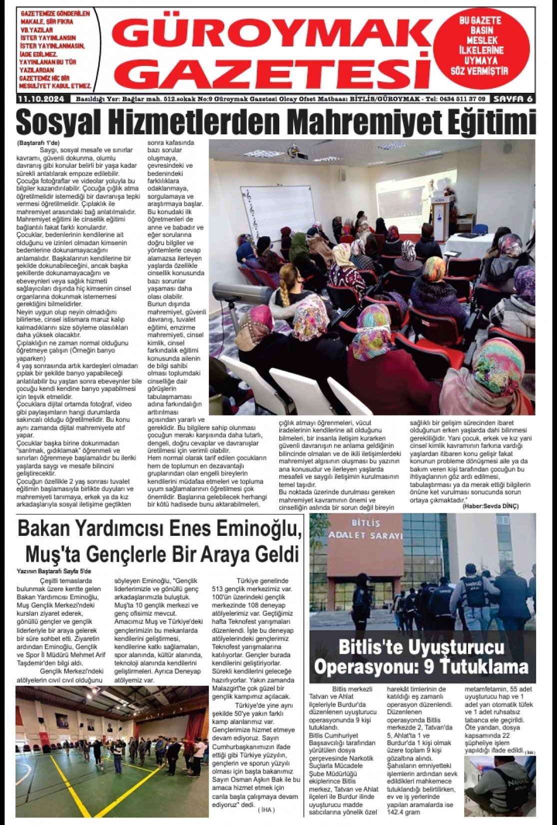 Güroymak Gazetesi  Sayılı Gazete Küpürü