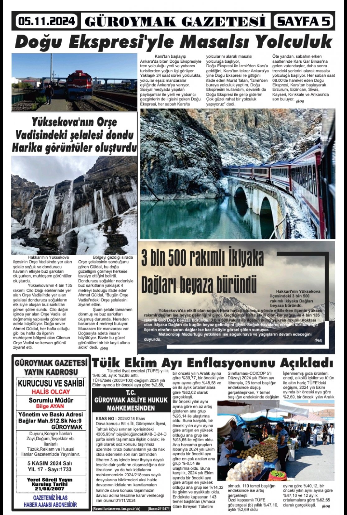 Güroymak Gazetesi  Sayılı Gazete Küpürü