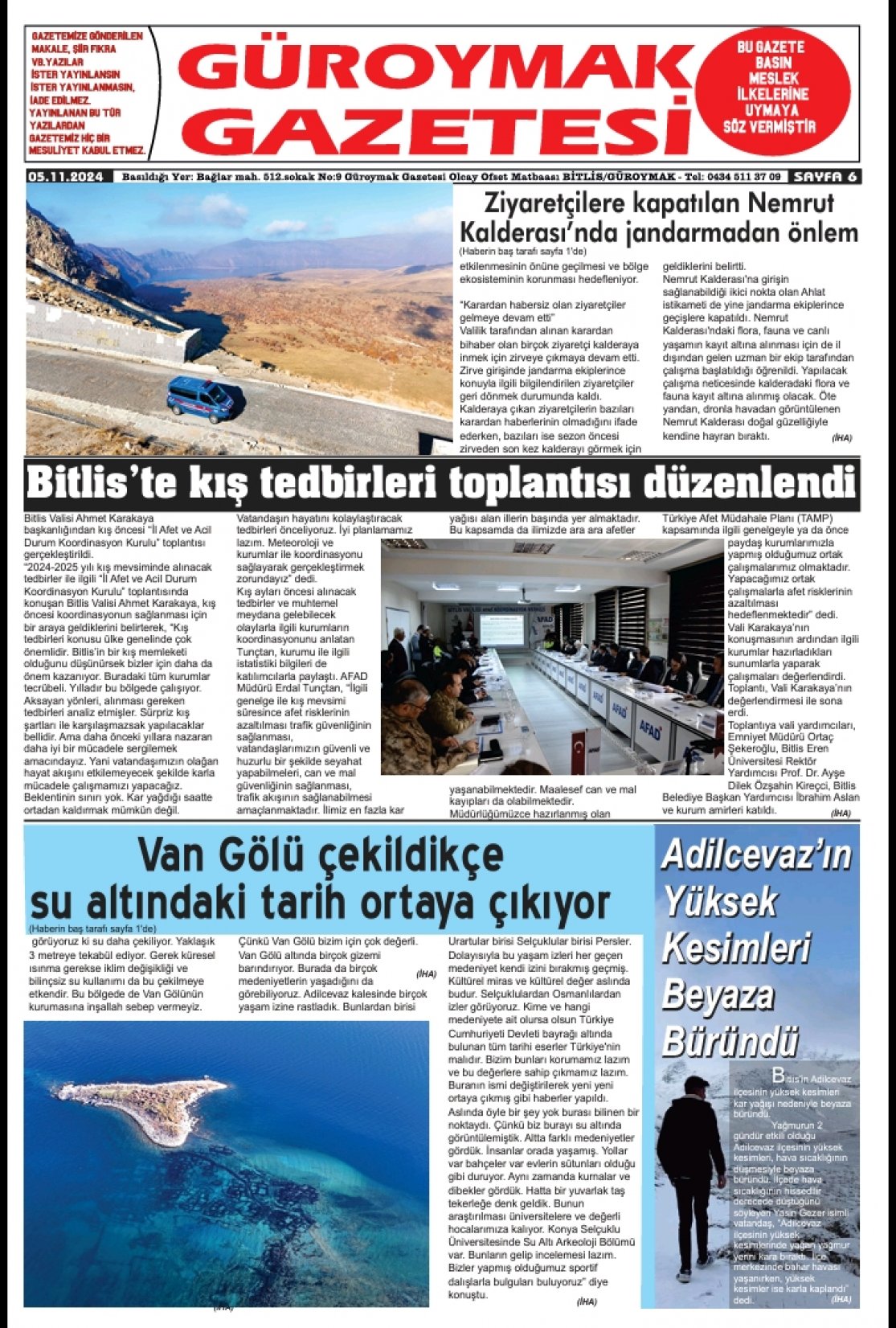 Güroymak Gazetesi  Sayılı Gazete Küpürü