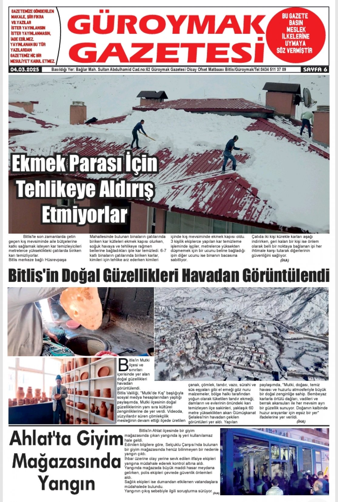Güroymak Gazetesi  Sayılı Gazete Küpürü