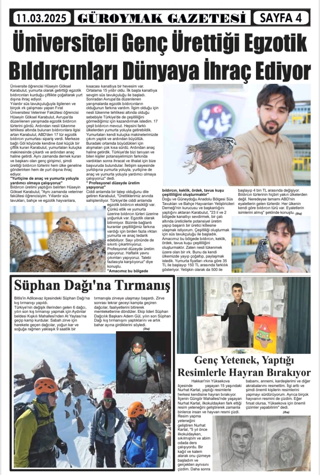 Güroymak Gazetesi  Sayılı Gazete Küpürü